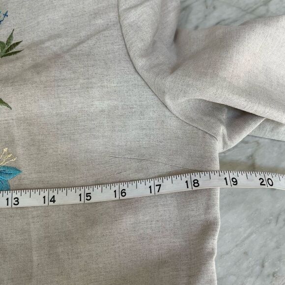 Kate Hill Womens Beige Linen Mandarin Top Jacket SZ 6 Floral Embroidered Lined - Picture 5 of 7